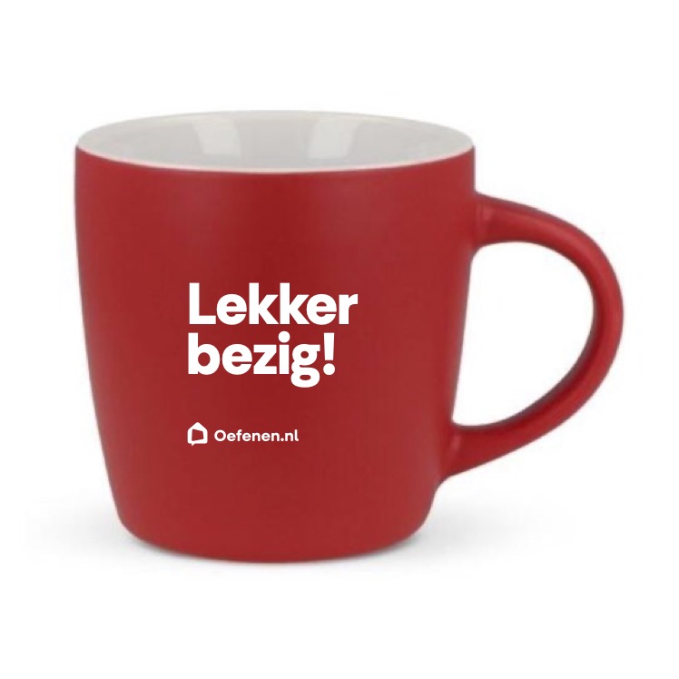 Mok (rood) Promotiemateriaal Oefenen.nl