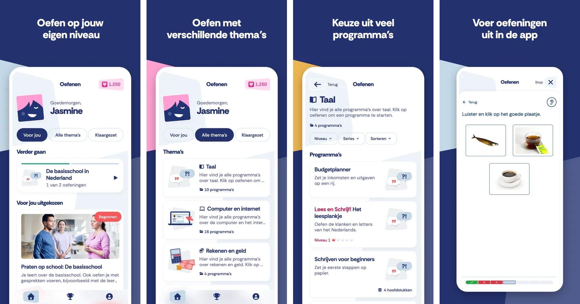 Oefenennl app screens - Oefenen.nl